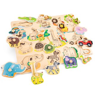 Peg puzzle - 16 pieces - safari
